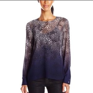 Vince Camuto Leopard Print Ombré Top Blouse